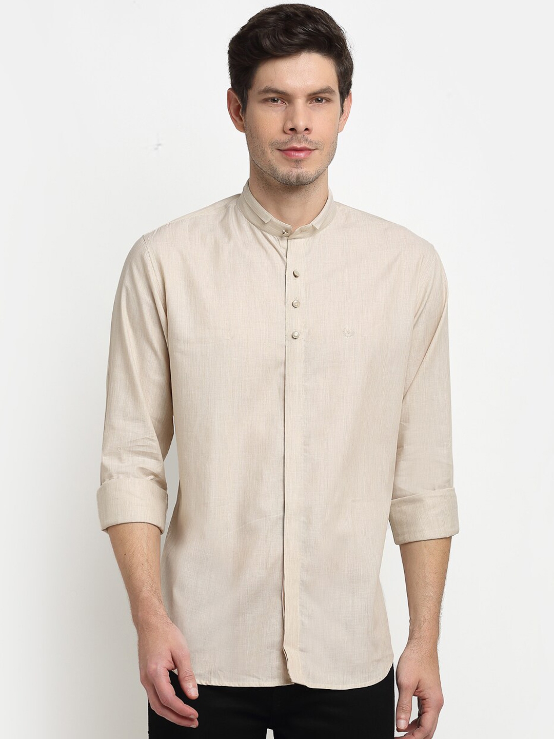 Buy La Mode Men Beige Solid Slim Fit Casual Shirt - Shirts for Men ...