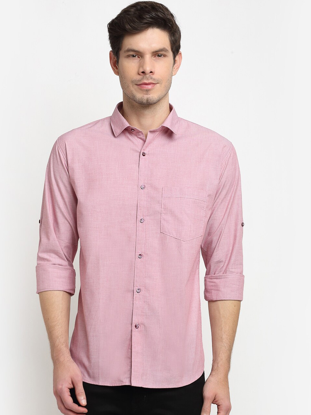 Buy La Mode Men Pink Slim Fit Opaque Cotton Casual Shirt - Shirts for ...