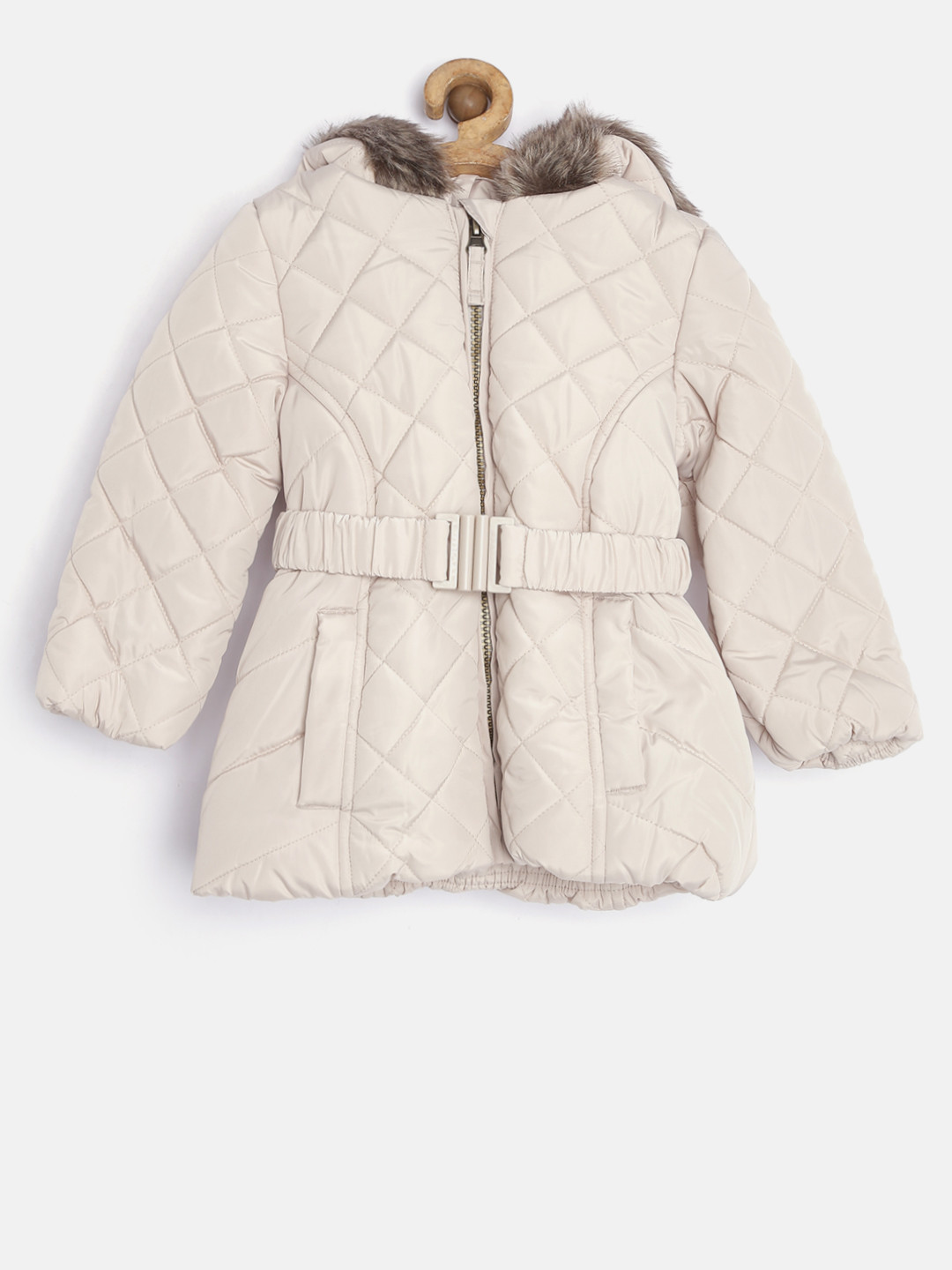 Buy Marks & Spencers Girls Beige Stormwear Hooded Quilted Jacket