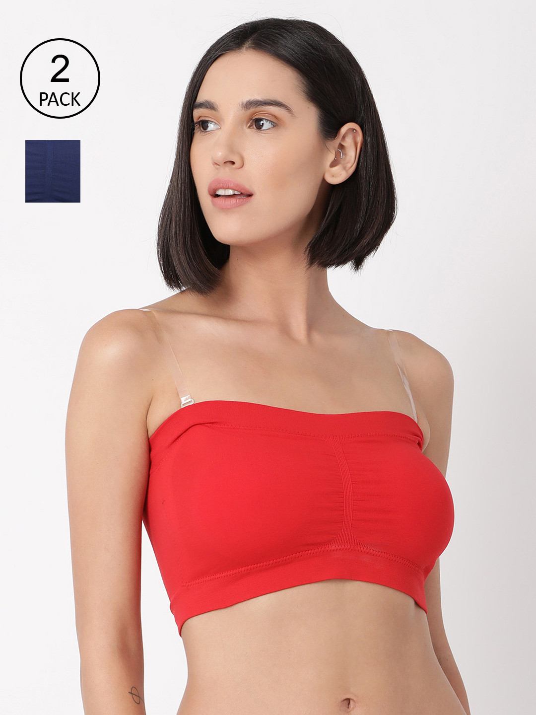 Buy GOLDSTROMS Woman Pack Of 2 Red & Blue Padded Tube Top With