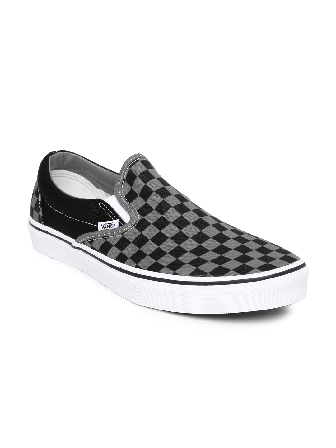 Buy Vans Unisex Black & Grey Classic Checked Slip On Sneakers - Casual ...