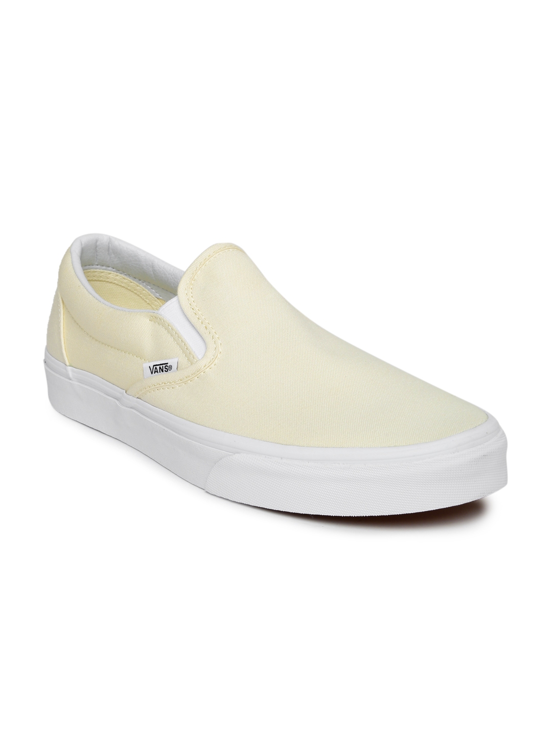 Buy Vans Unisex Cream Coloured Solid Classic Slip On Sneakers - Casual ...