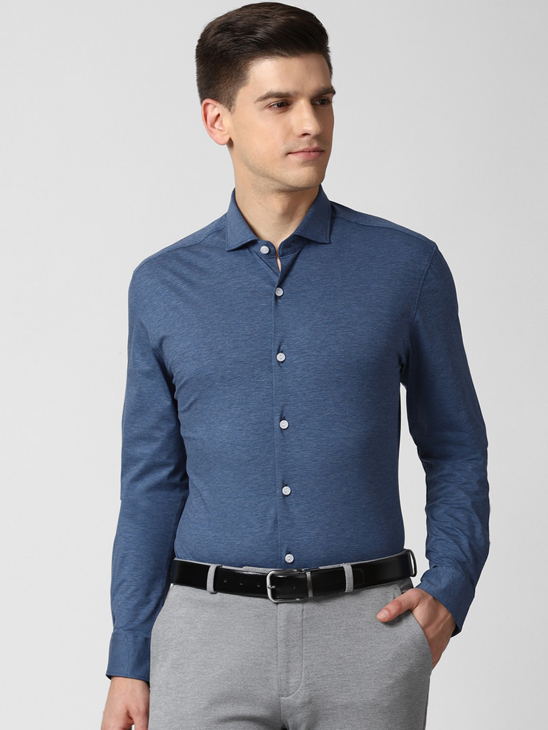 Buy Peter England Elite Men Blue Slim Fit Opaque Printed Formal Shirt