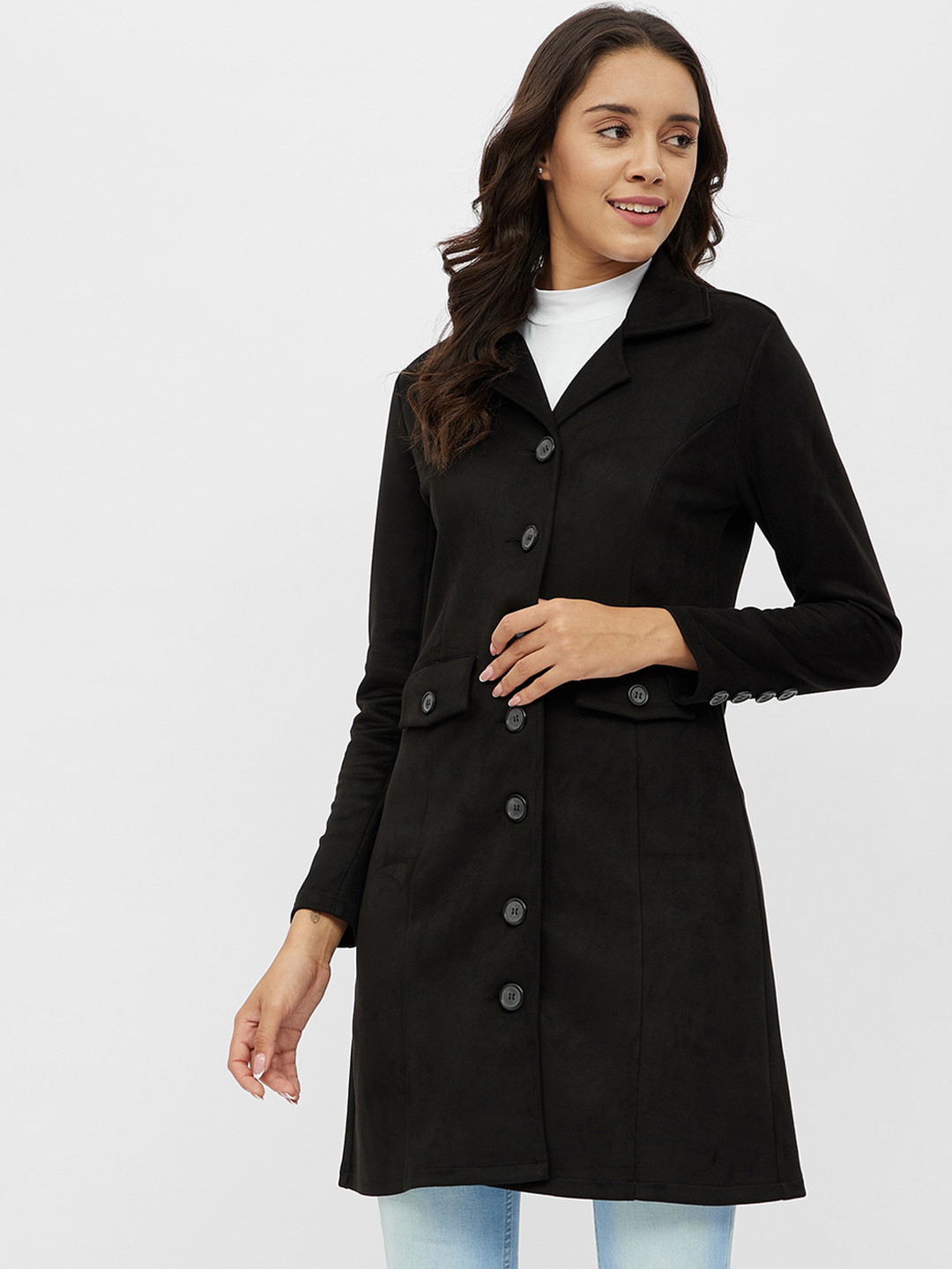Buy Harpa Women Black Longline Tailored Jacket Jackets for Women