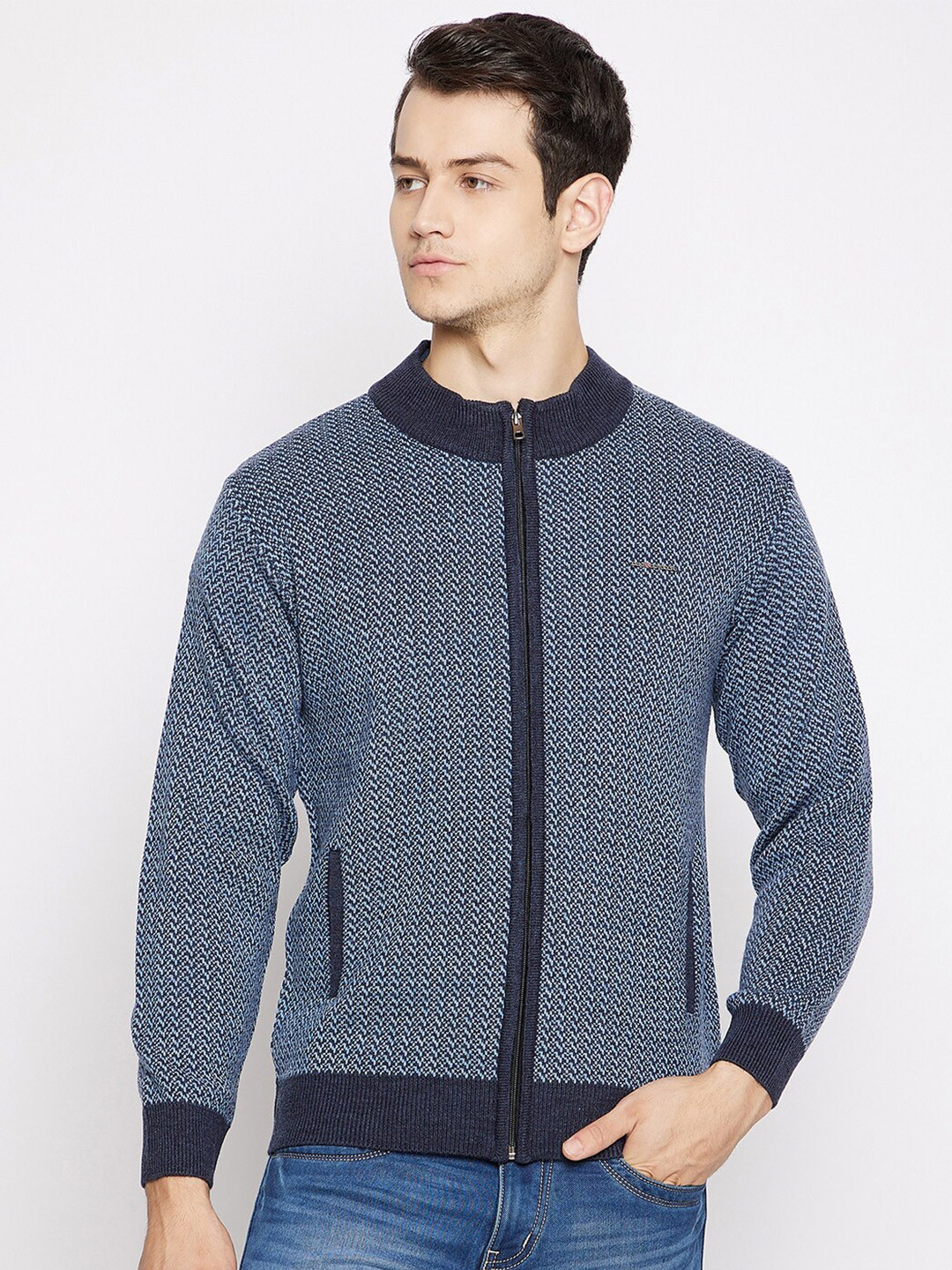 Buy Duke Men Blue & White Ribbed Cardigan - Sweaters for Men 15946450 | Myntra