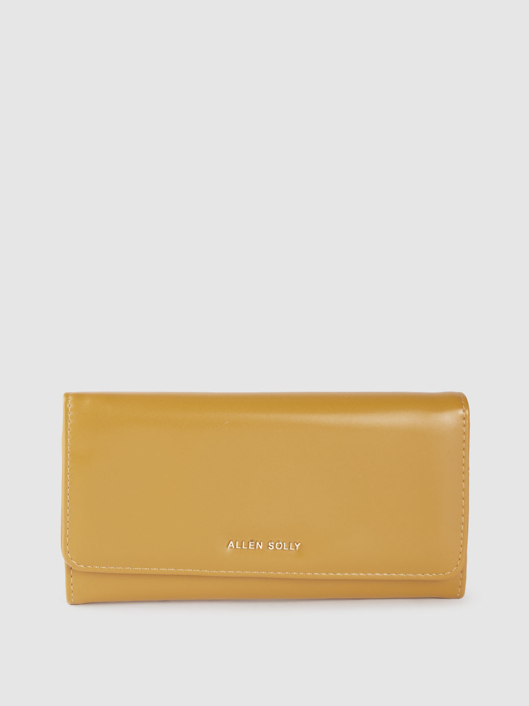 Buy Allen Solly Women Mustard Yellow Solid Three Fold Wallet Wallets
