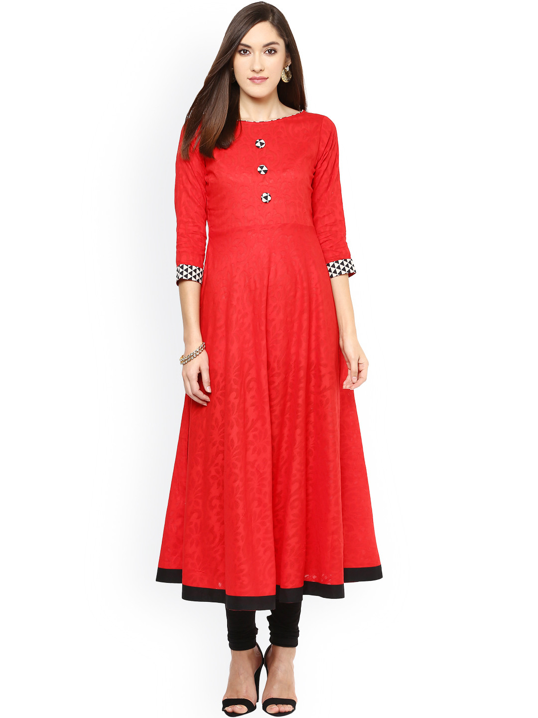 Buy Libas Women Red Woven Design Anarkali Kurta Kurtas for Women 1595402 Myntra