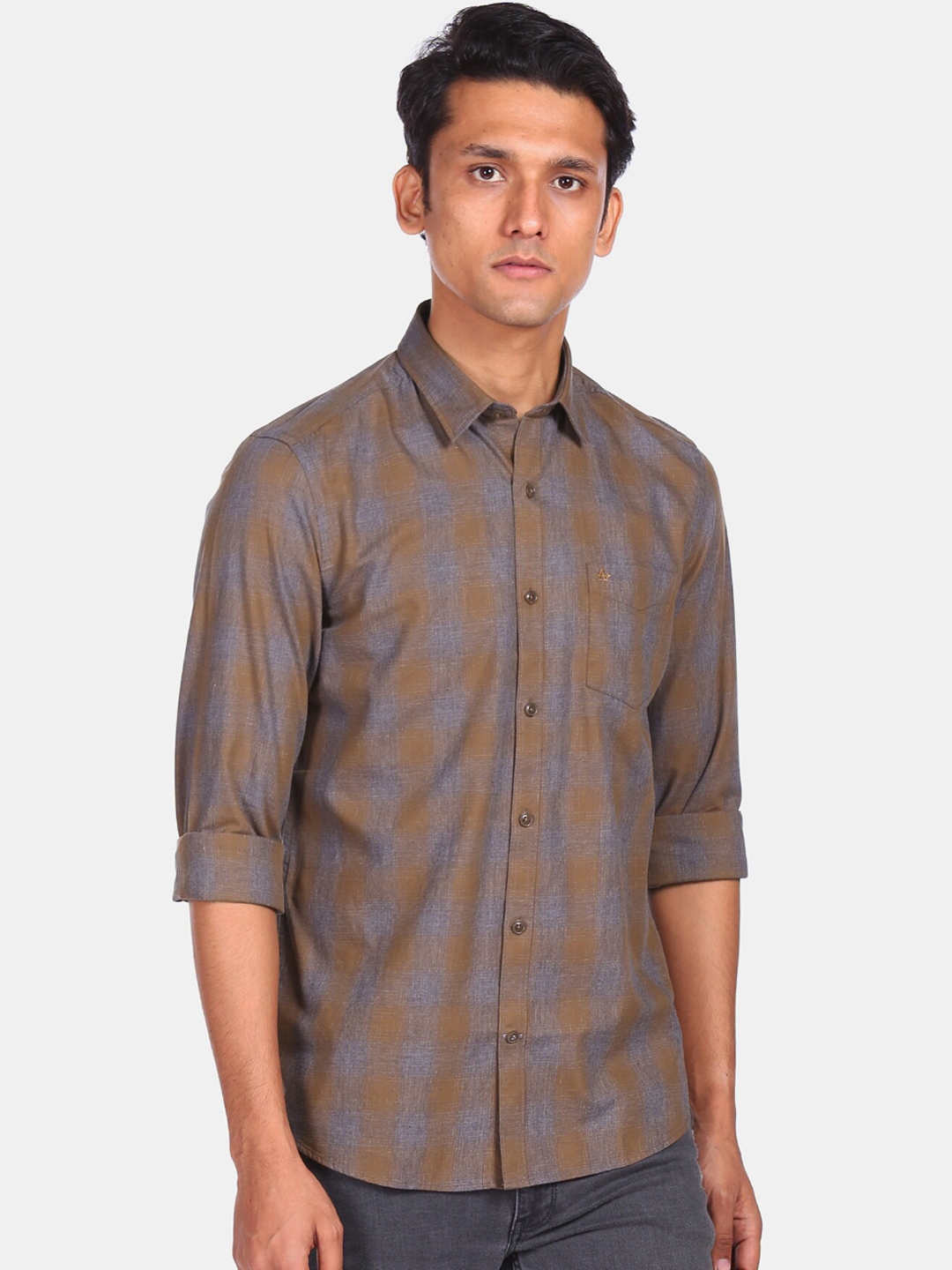Buy Arrow Sport Men Brown Opaque Checked Casual Shirt - Shirts for Men ...