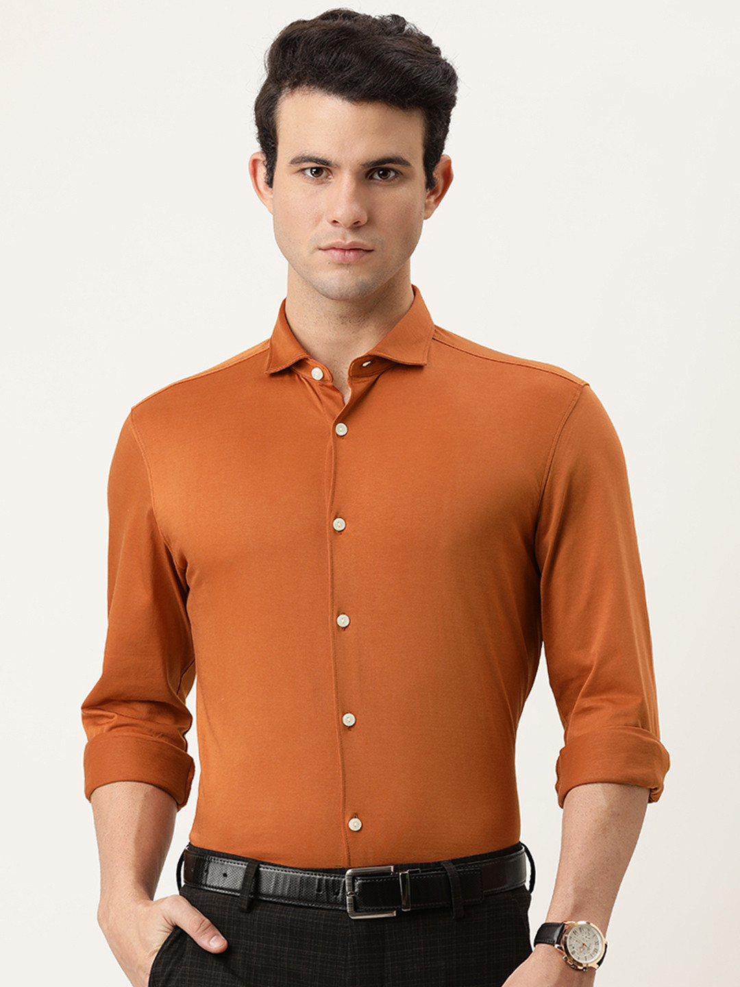 Buy Peter England Men Tan Slim Fit Opaque Formal Shirt Shirts for Men