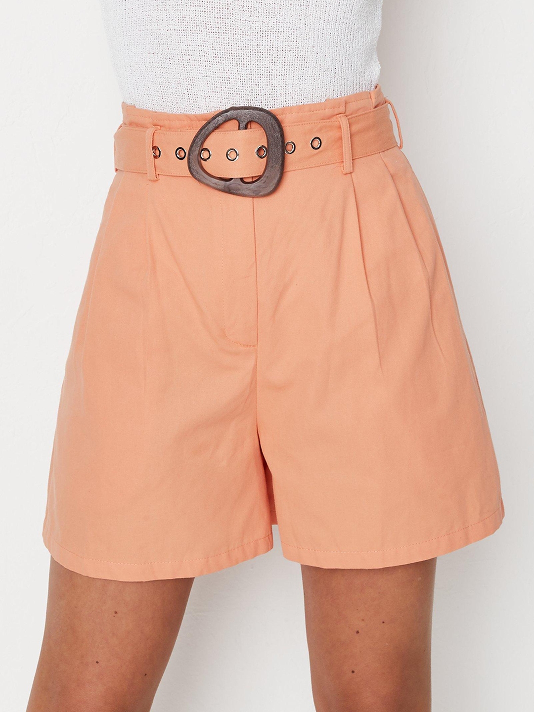 Buy Missguided Women Peach Coloured High Rise Regular Shorts - Shorts ...