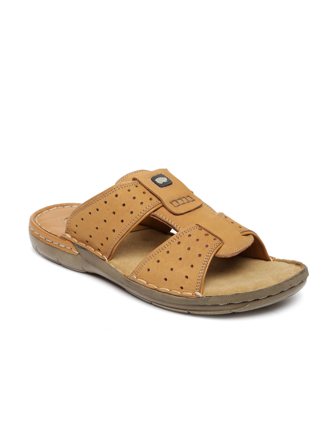 Buy Red Chief Men Tan Brown Perforated Leather Sandals - Sandals for Men 1595790 | Myntra