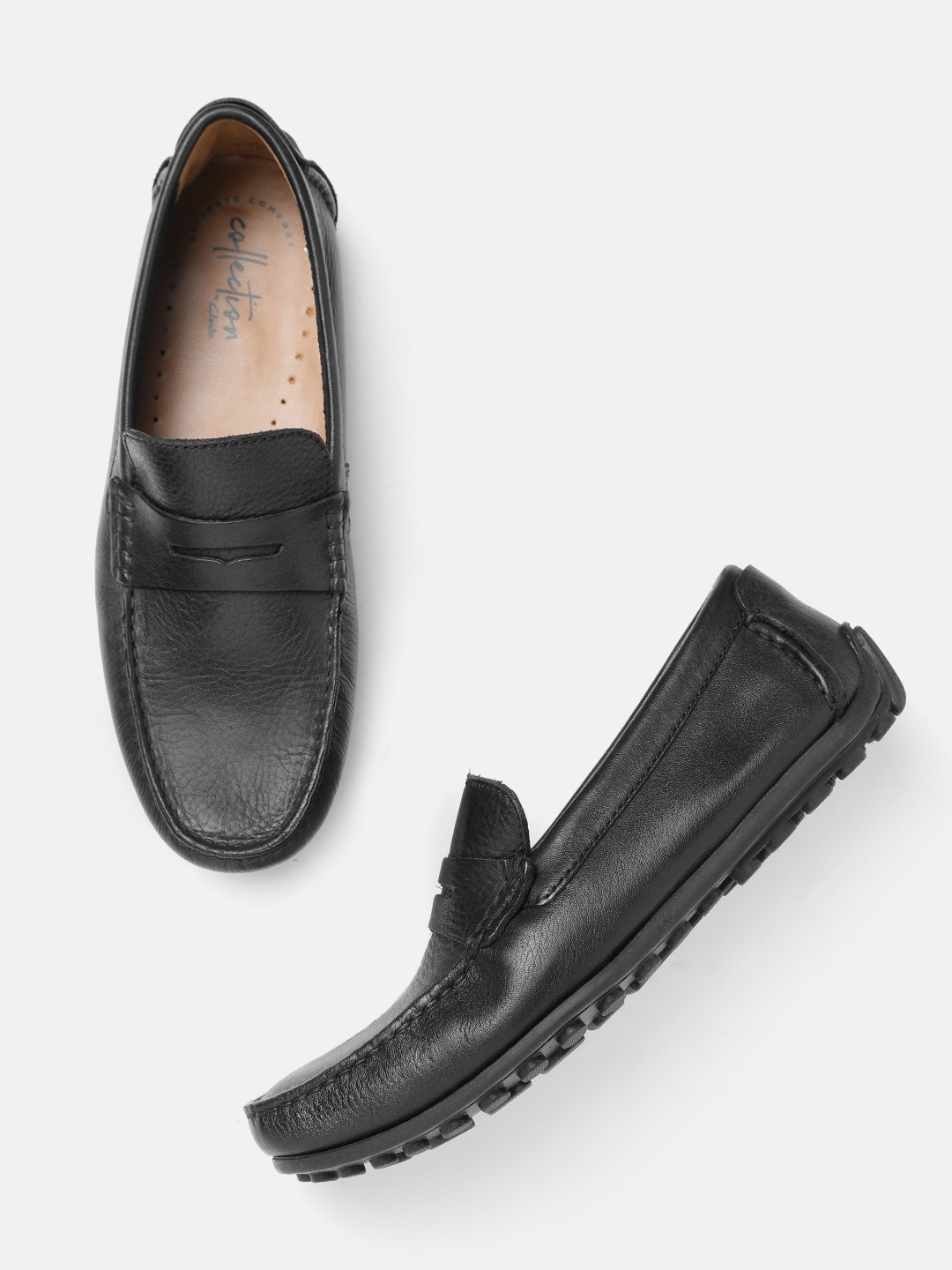Buy Clarks Men Black Solid Leather Penny Loafers Casual Shoes for Men 15962698 Myntra