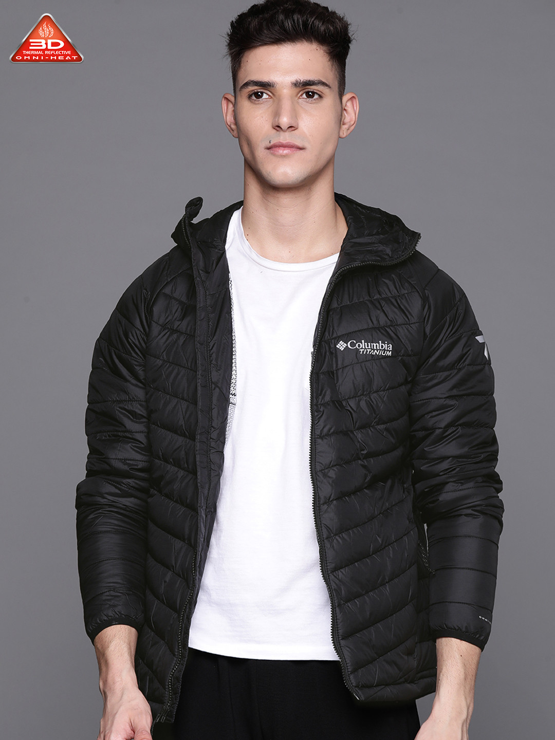 Buy Columbia Men Black Snow Country Padded Hooded Hiking Jacket With