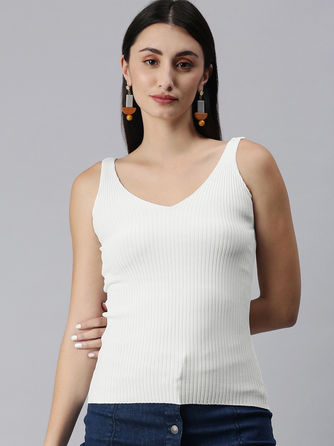 Buy XO LOVE White Ribbed Tank Top - Tops for Women 15965920 | Myntra