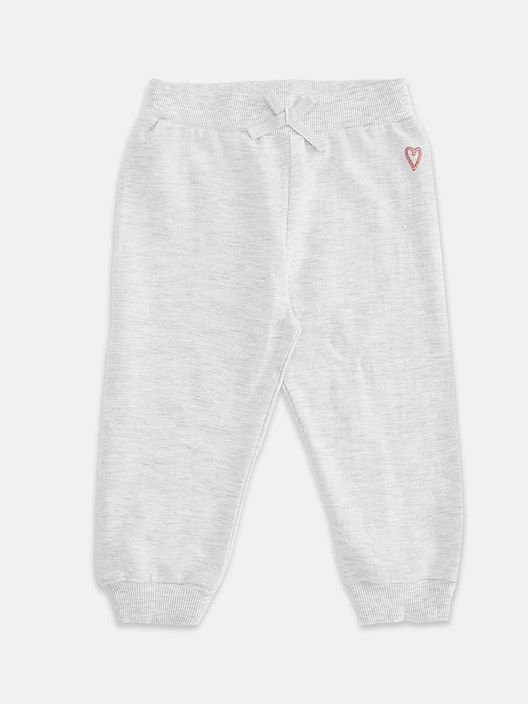 Buy Pantaloons Baby Infant Girls Grey Melange Solid Pure Cotton Joggers