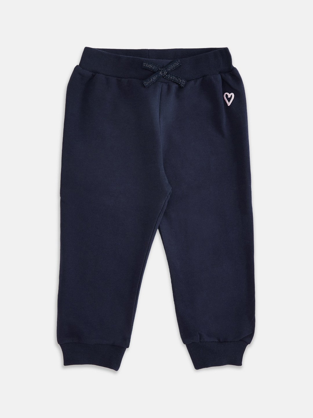 Buy Pantaloons Baby Infant Girls Navy Blue Solid Cotton Joggers Track