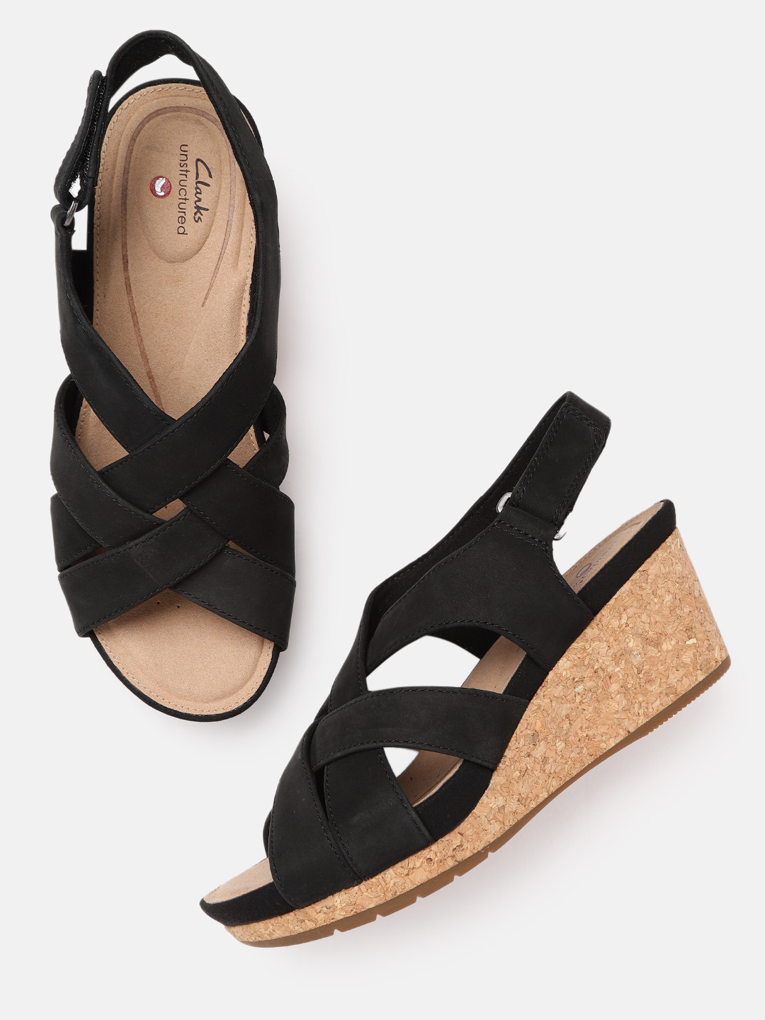 Buy Clarks Black Solid Criss Cross Leather Wedges Heels for Women 15983052 Myntra