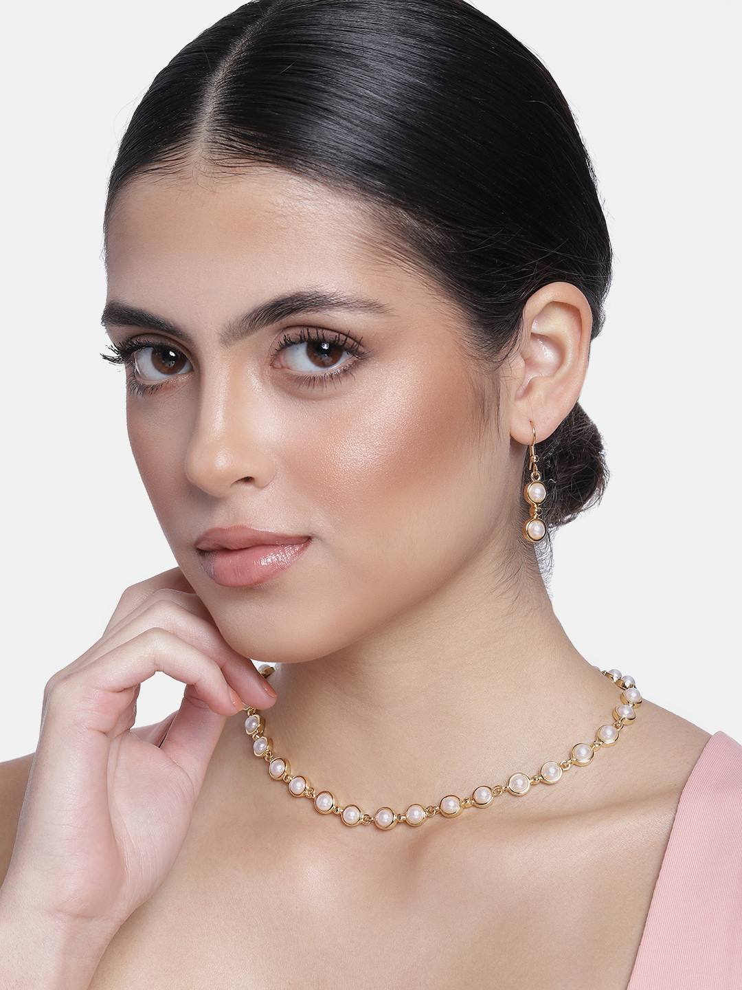 Buy Estele Gold Plated Pearl Studded Traditional Necklace Set For Women Jewellery Set for