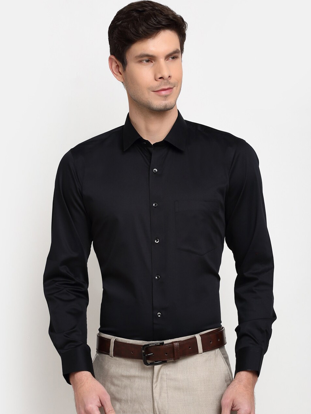 Buy La Mode Men Black Slim Fit Opaque Pure Cotton Formal Shirt - Shirts ...