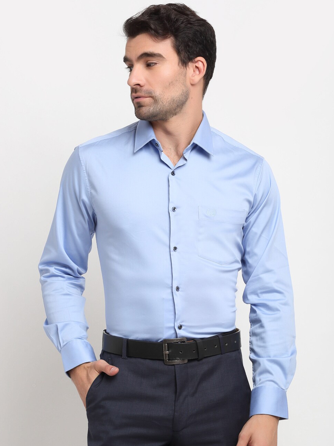 Buy La Mode Men Blue Slim Fit Opaque Formal Shirt - Shirts for Men ...