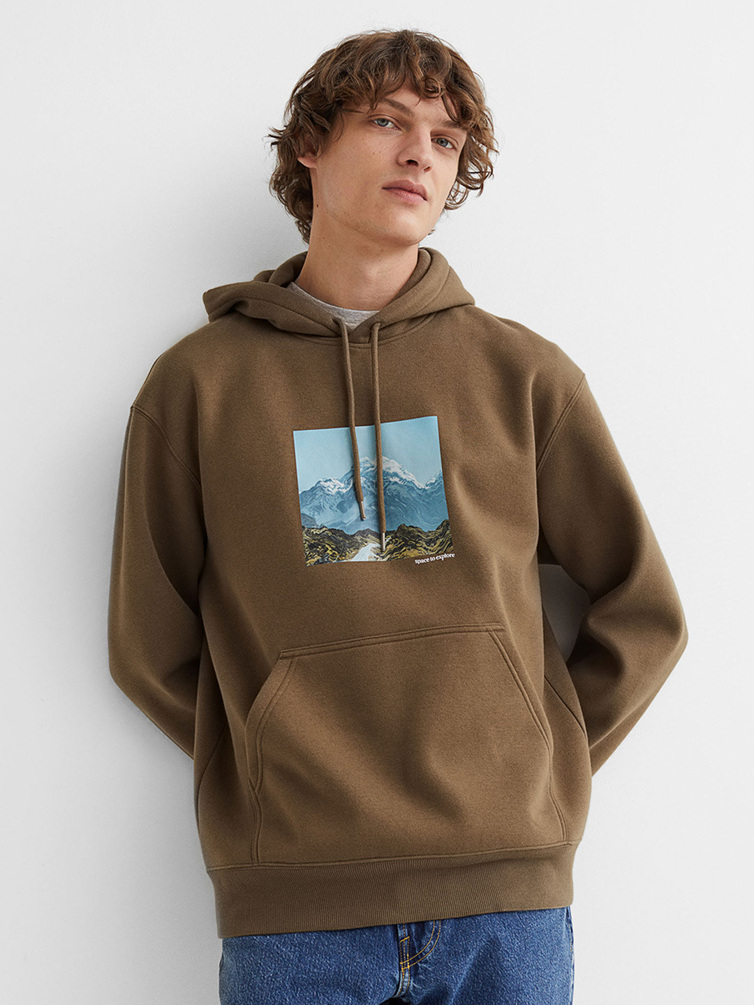 Buy H&M Men Brown Relaxed Fit Hoodie Sweatshirts for Men 15993020