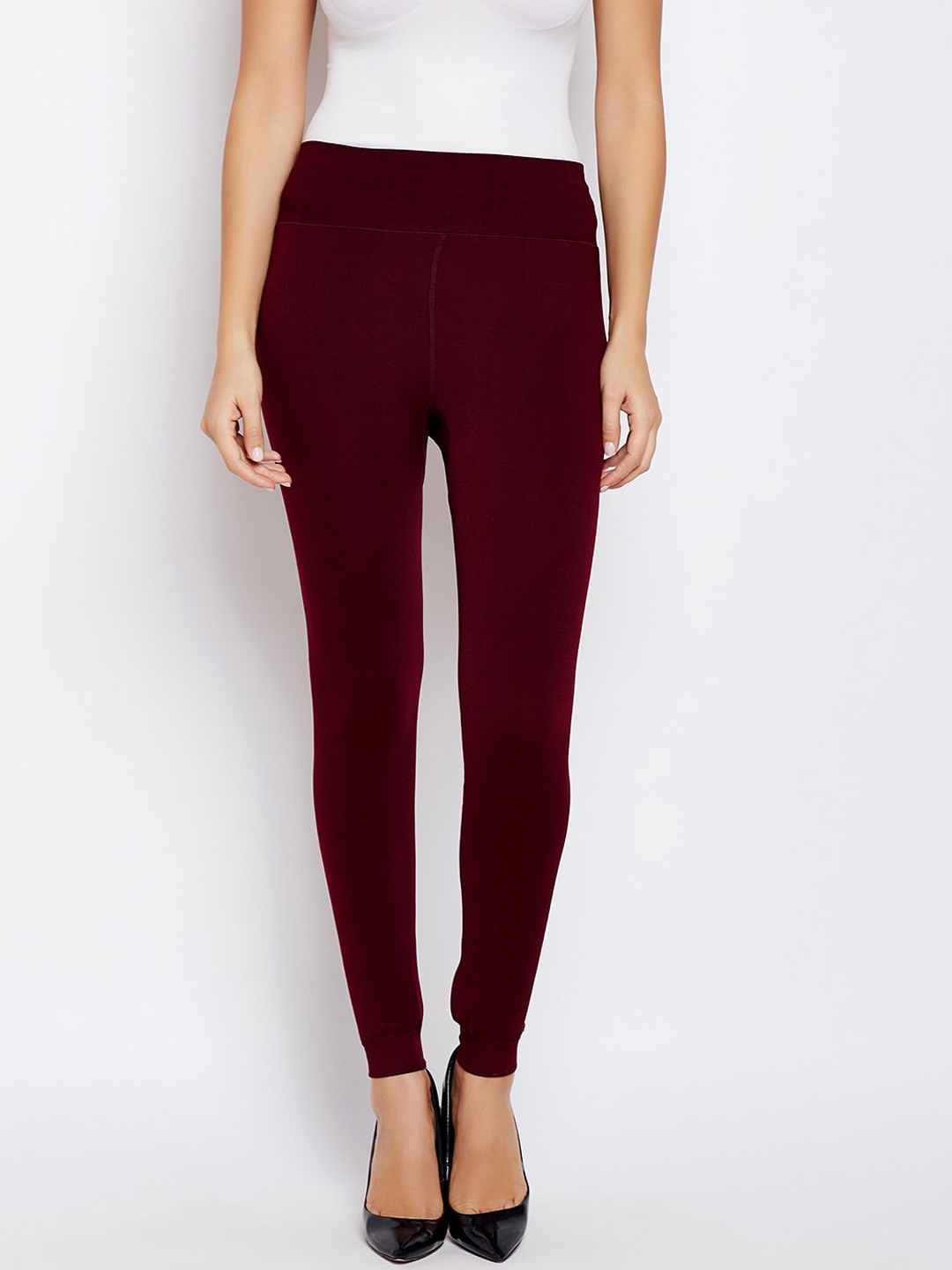 Buy Lebami Women Maroon Solid Thermal Bottoms - Thermal Bottoms for ...