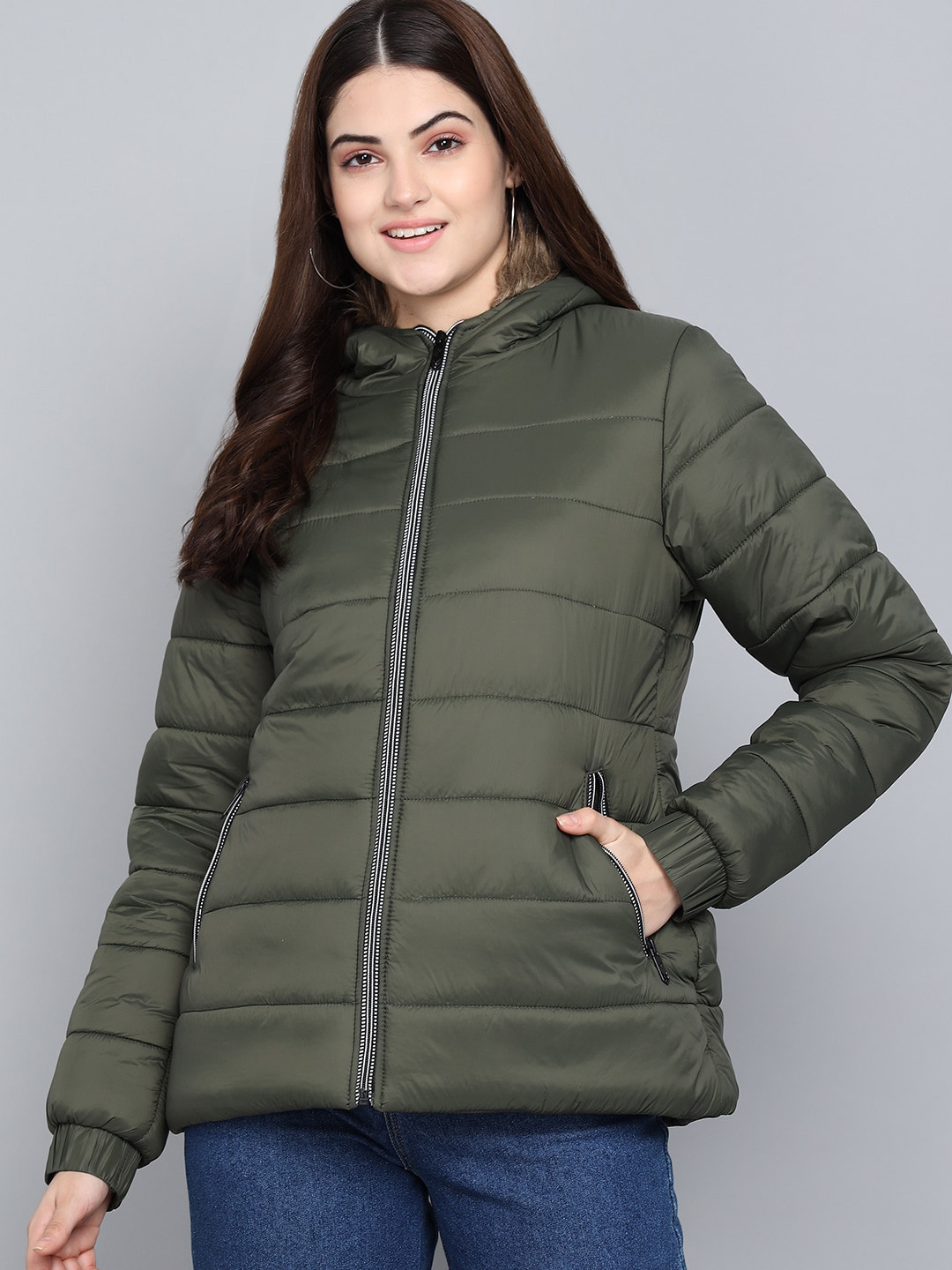 Buy Kotty Women Olive Green Outdoor Padded Jacket Jackets for Women