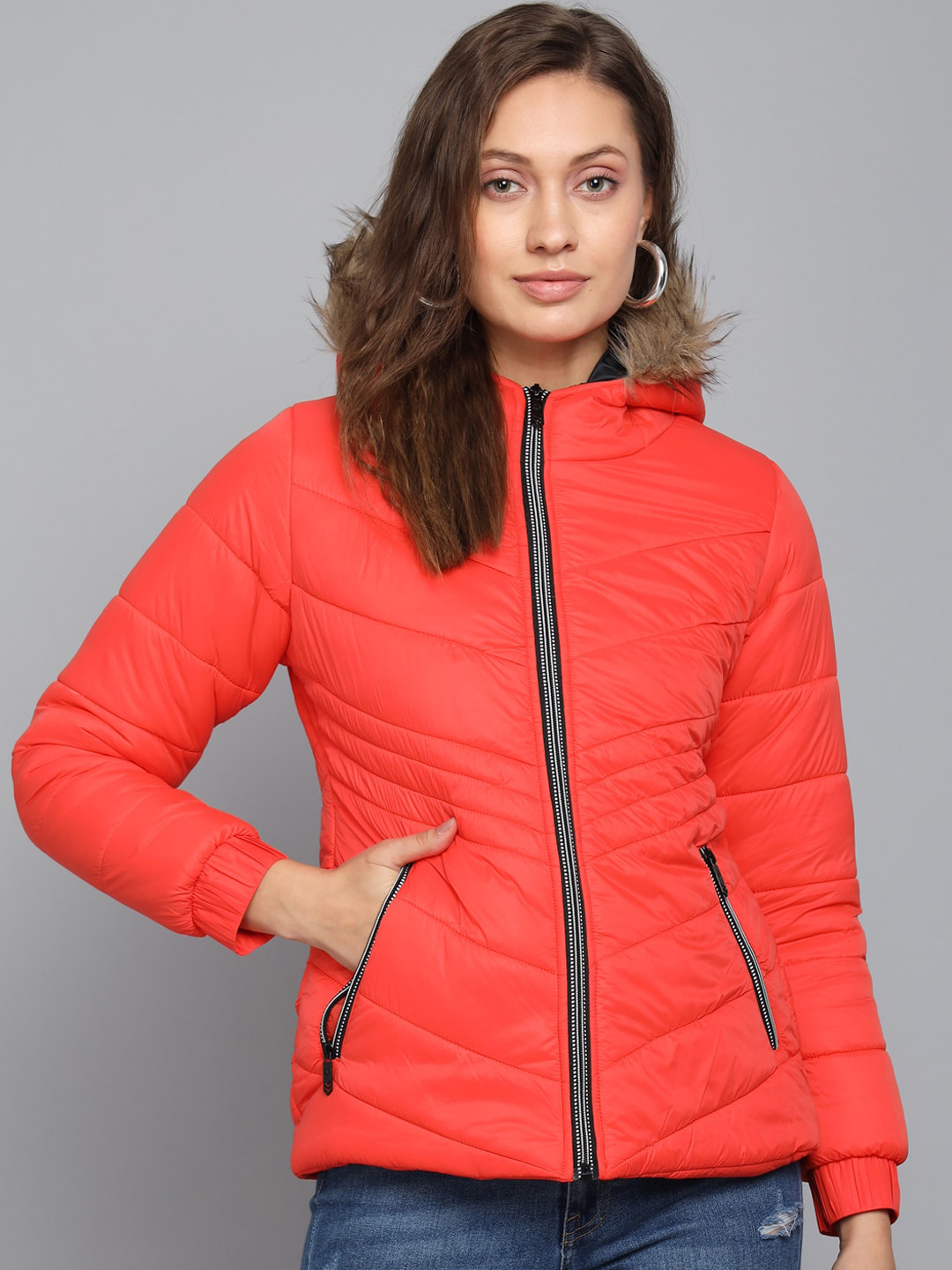 Buy Kotty Women Orange Outdoor Puffer Jacket Jackets for Women
