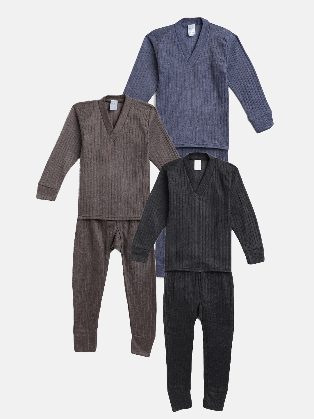 Buy MANZON Kids Pack Of 3 Multicoloured Solid Thermal Sets Thermal