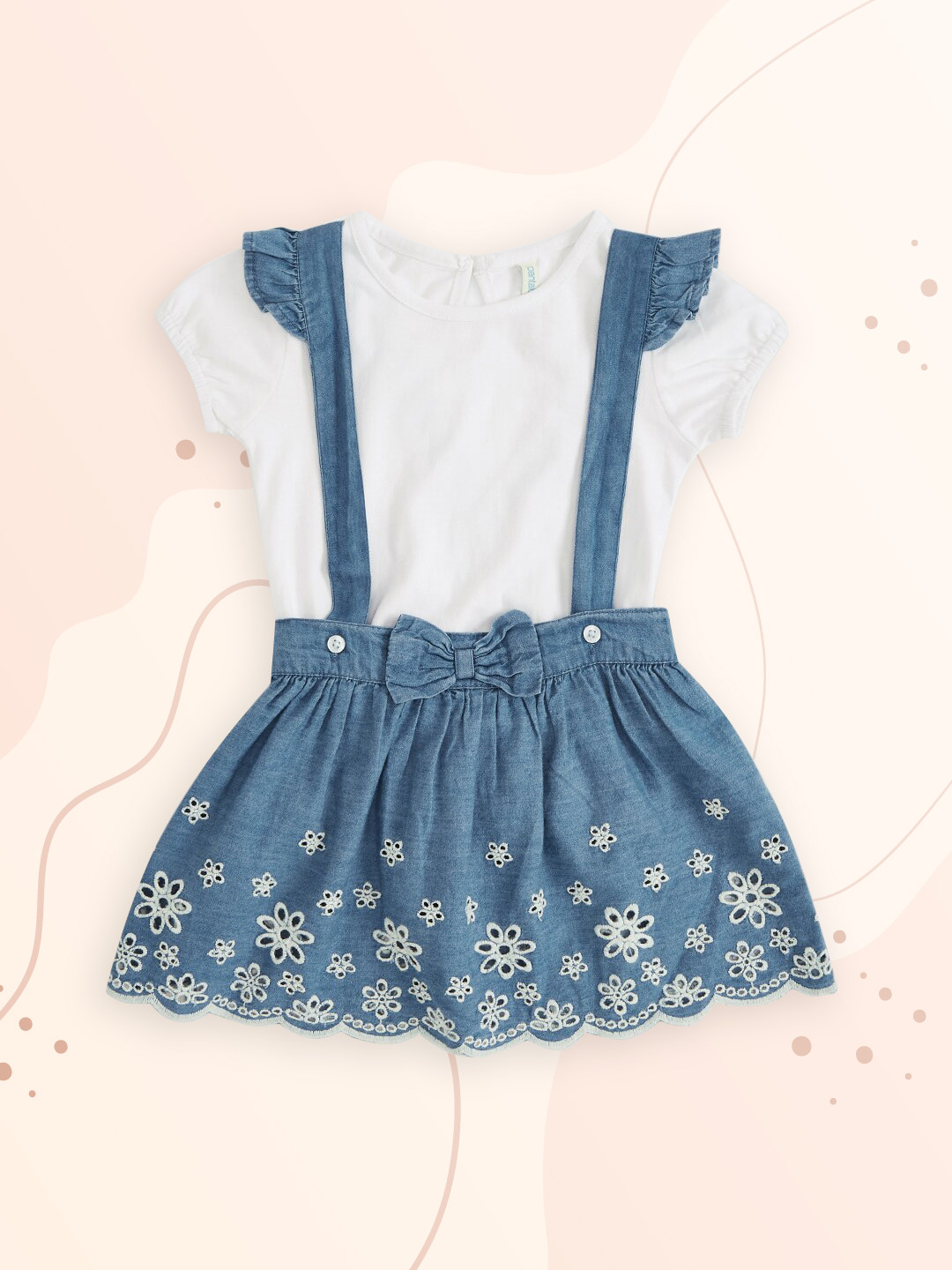 Buy Pantaloons Baby Girls Blue & White Cotton T Shirt With Skirt