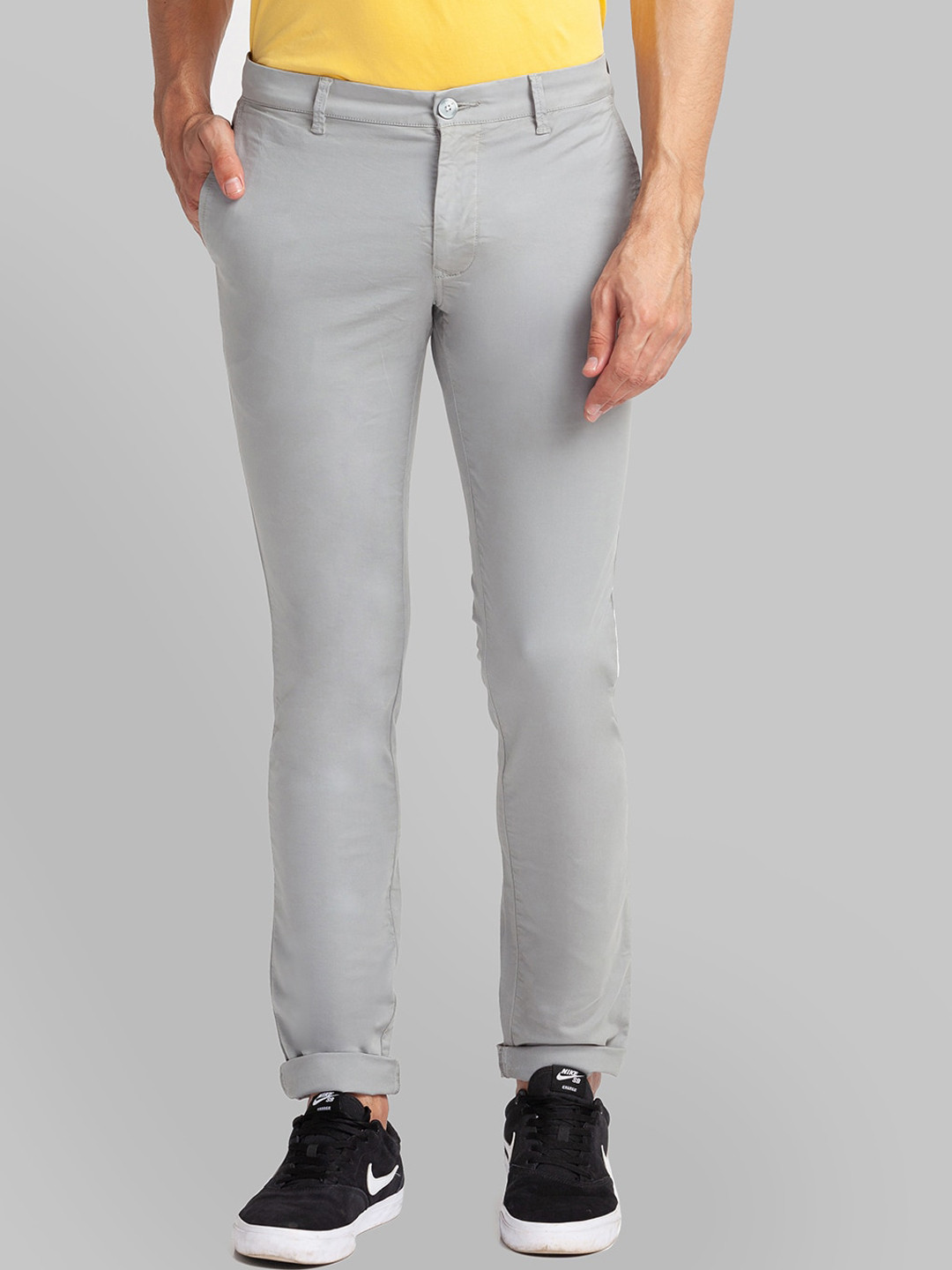 Buy Parx Men Grey Slim Fit Trousers - Trousers for Men 16008984 | Myntra