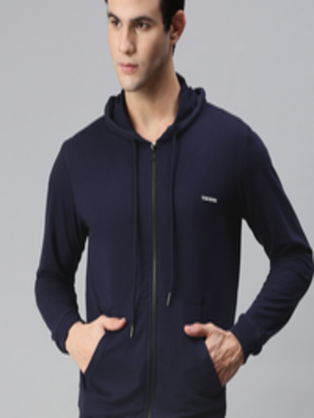 Buy TOM BURG Men Navy Blue Hooded Cotton Sweatshirt - Sweatshirts for ...