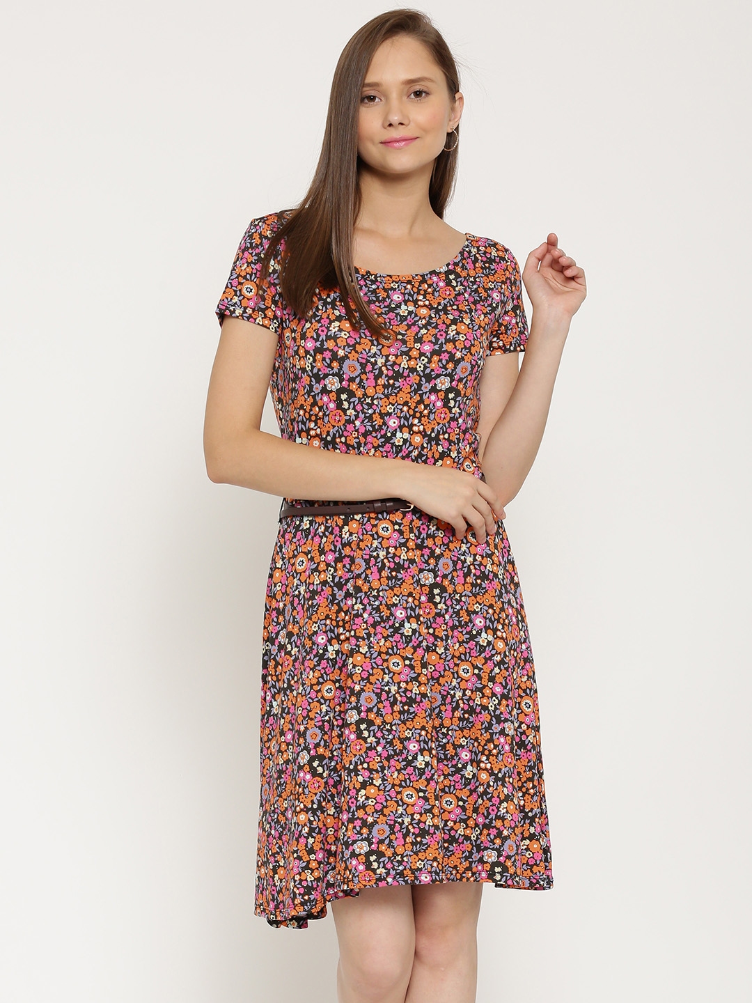 Buy United Colors Of Benetton Women Multicoloured Printed Belted Dress - Dresses for Women 