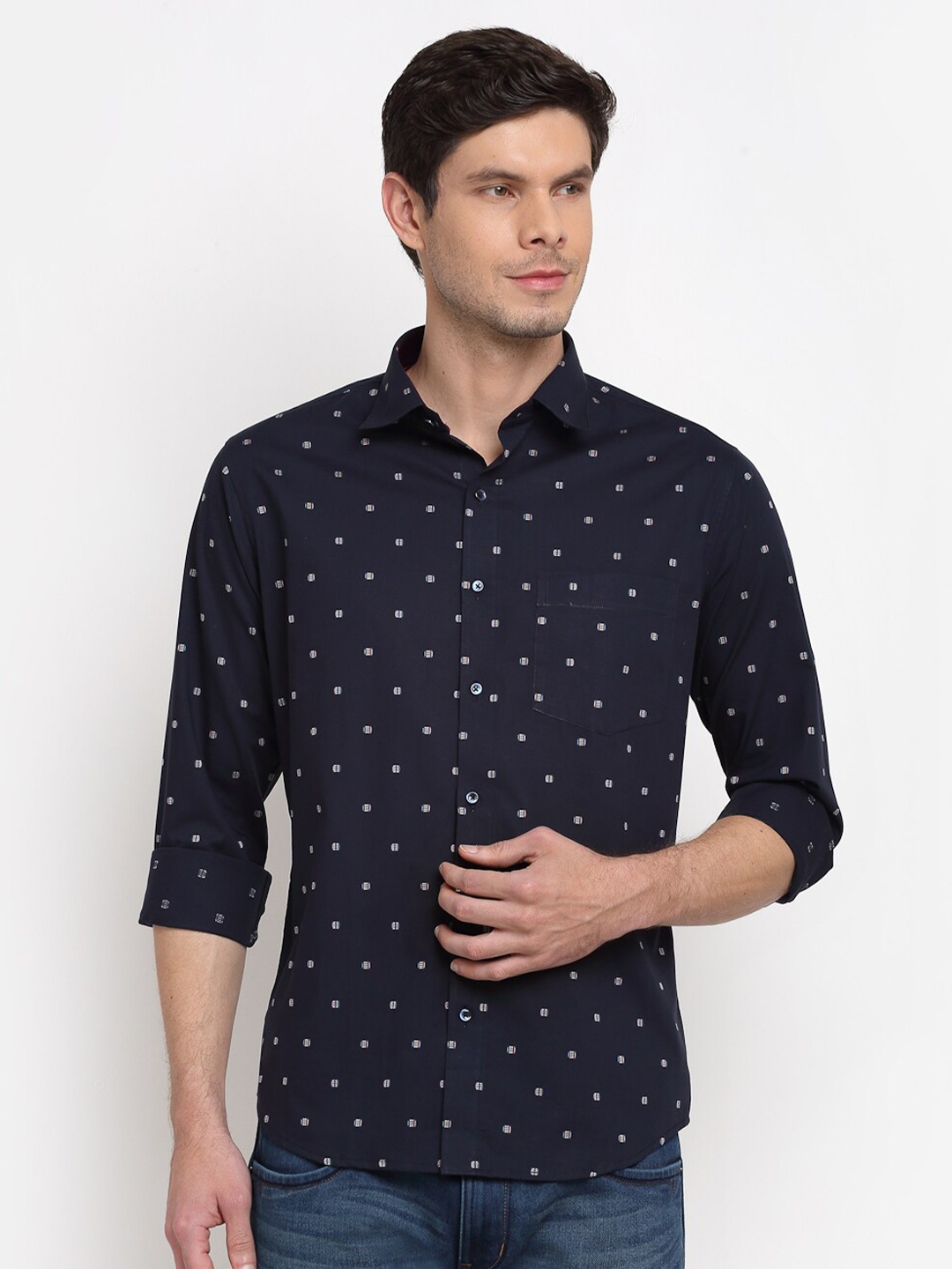 Buy La Mode Men Blue Slim Fit Opaque Printed Party Shirt - Shirts for ...