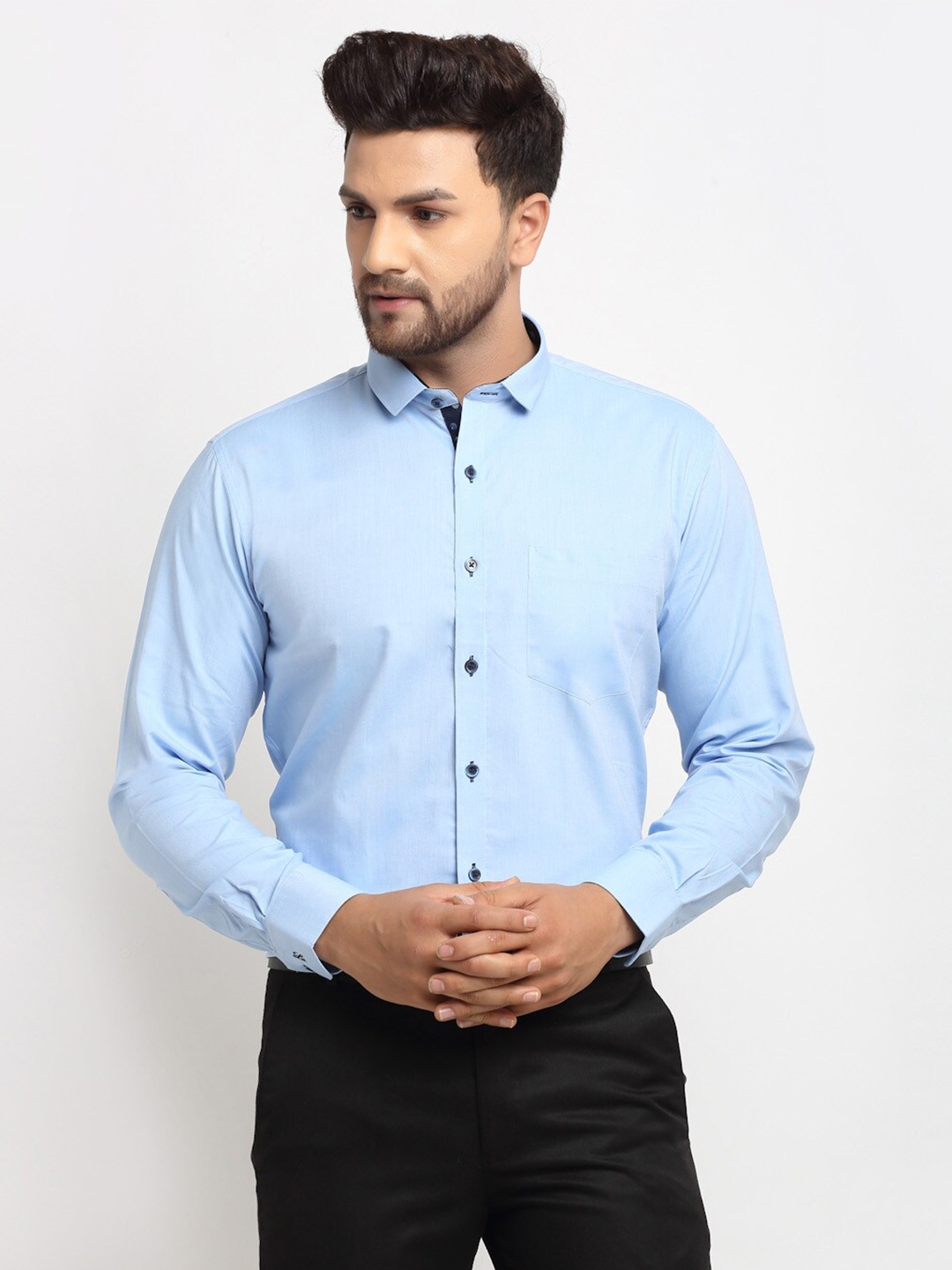 Buy La Mode Men Blue Slim Fit Opaque Formal Shirt - Shirts for Men ...