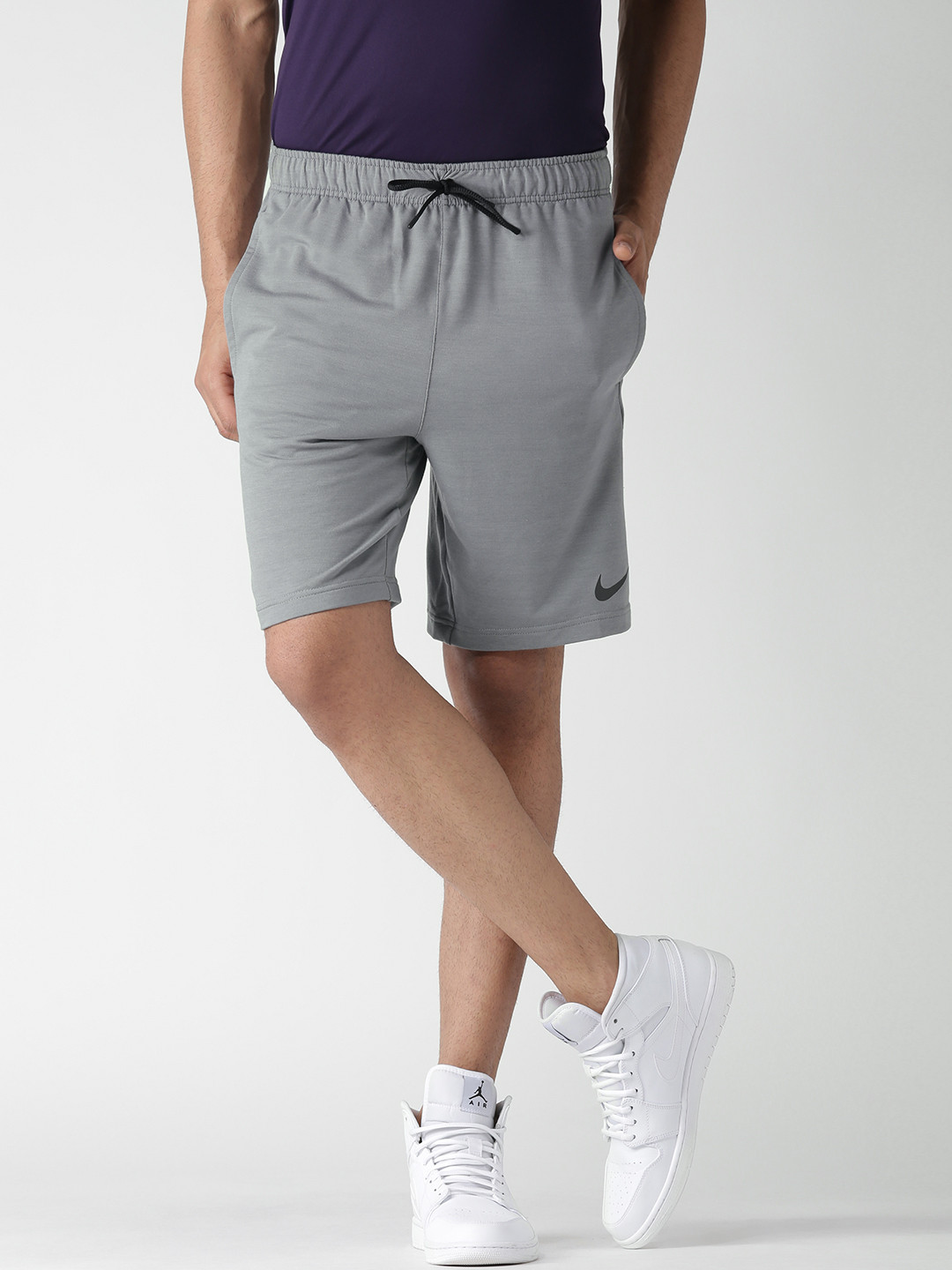 mens grey nike fleece shorts