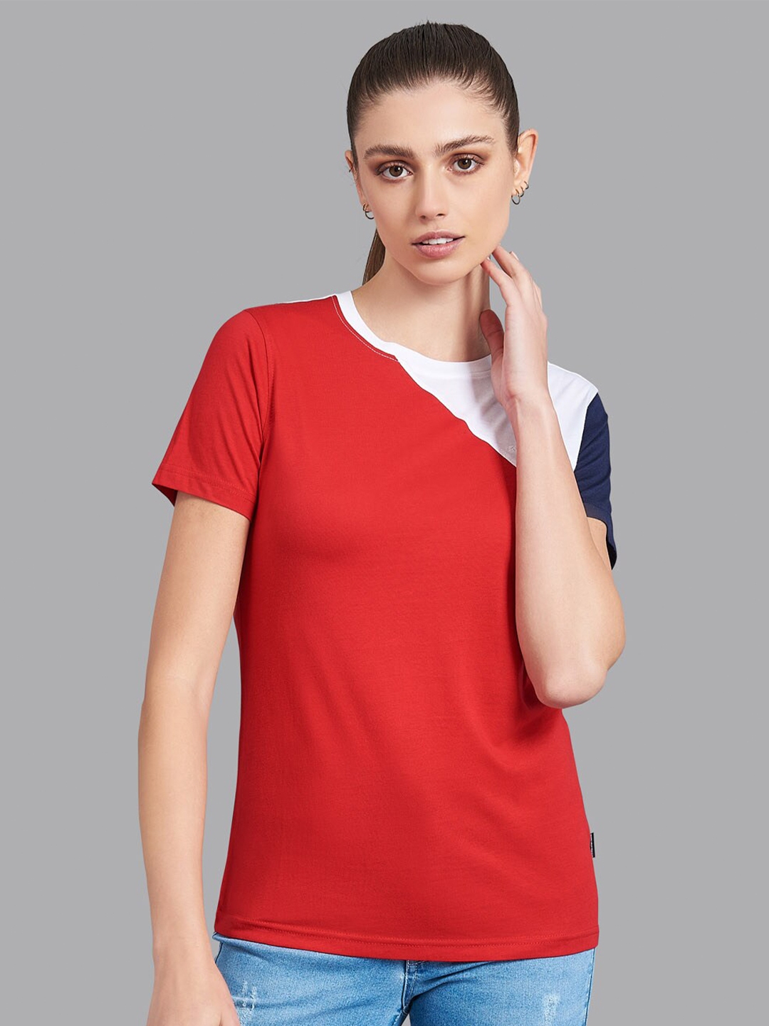 Buy Beverly Hills Polo Club Women Red V Neck Pockets T Shirt - Tshirts ...