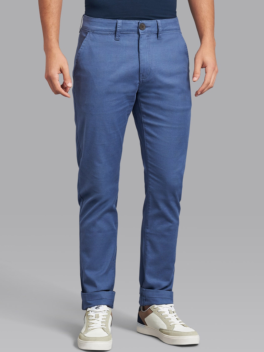 Buy Beverly Hills Polo Club Men Blue Solid Regular Fit Chinos ...