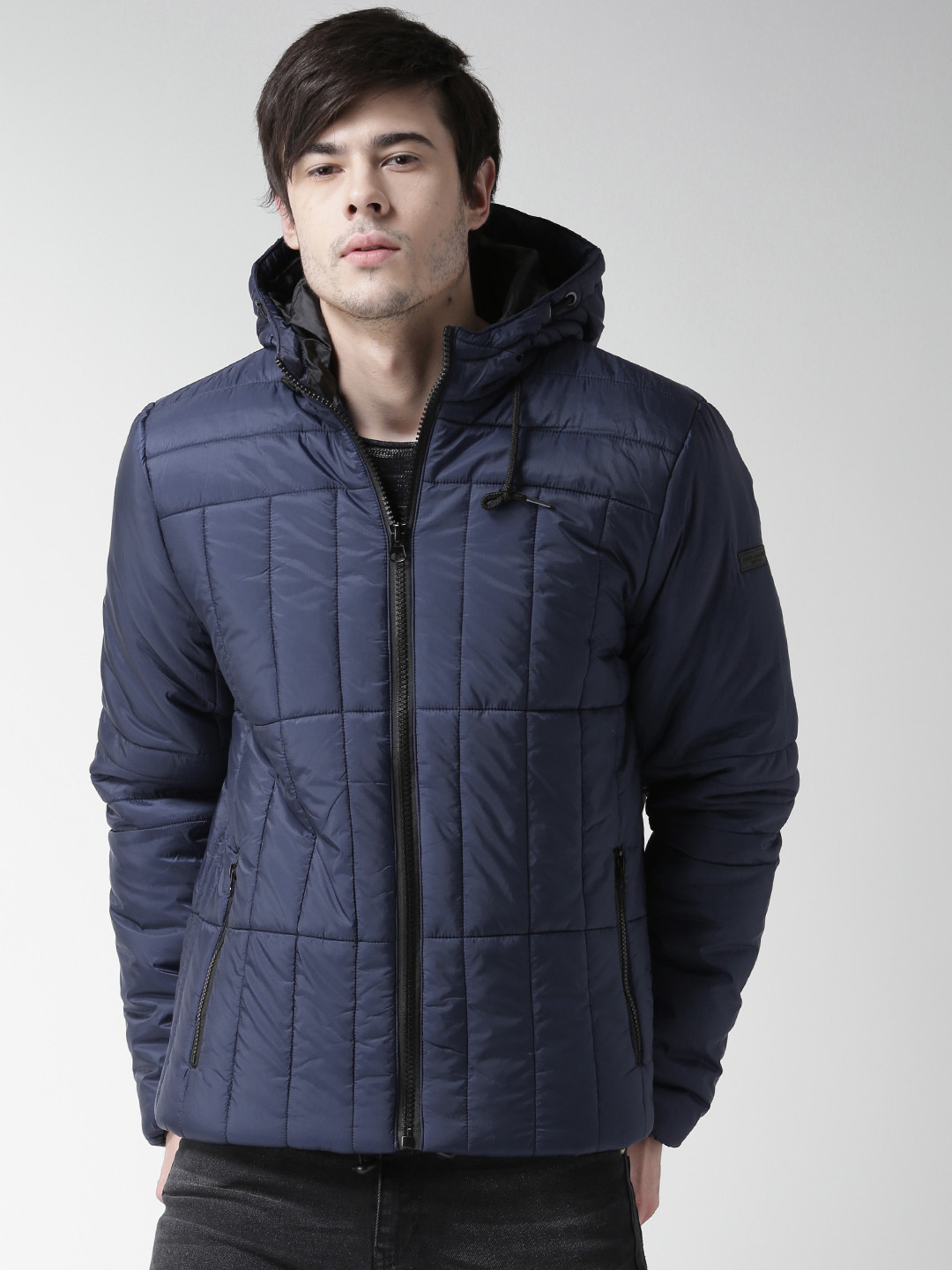 Buy BLEND Navy Hooded Padded Jacket Jackets for Men 1602259 Myntra