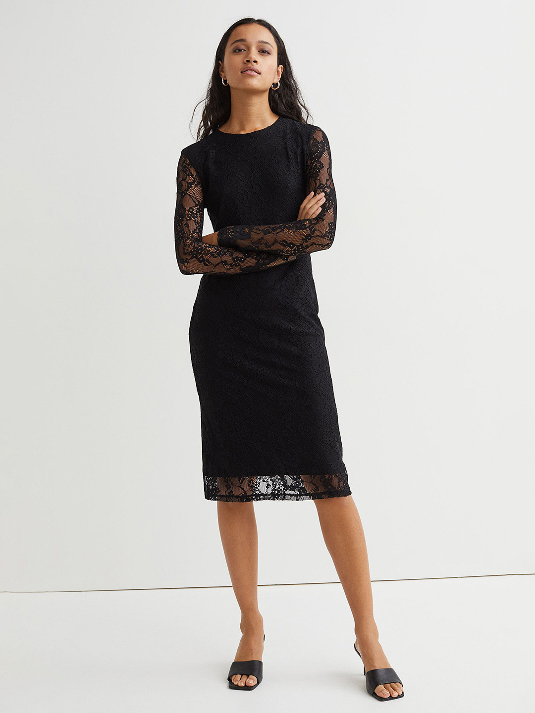 Buy H&M Women Black Lace Bodycon Dress Dresses for Women 16025866