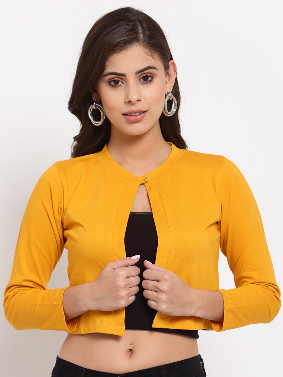 Buy Style Quotient Women Mustard Yellow Crop Shrug Shrug for Women