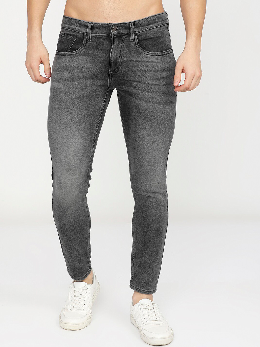 Buy HIGHLANDER Men Grey Tapered Fit Heavy Fade Stretchable Jeans
