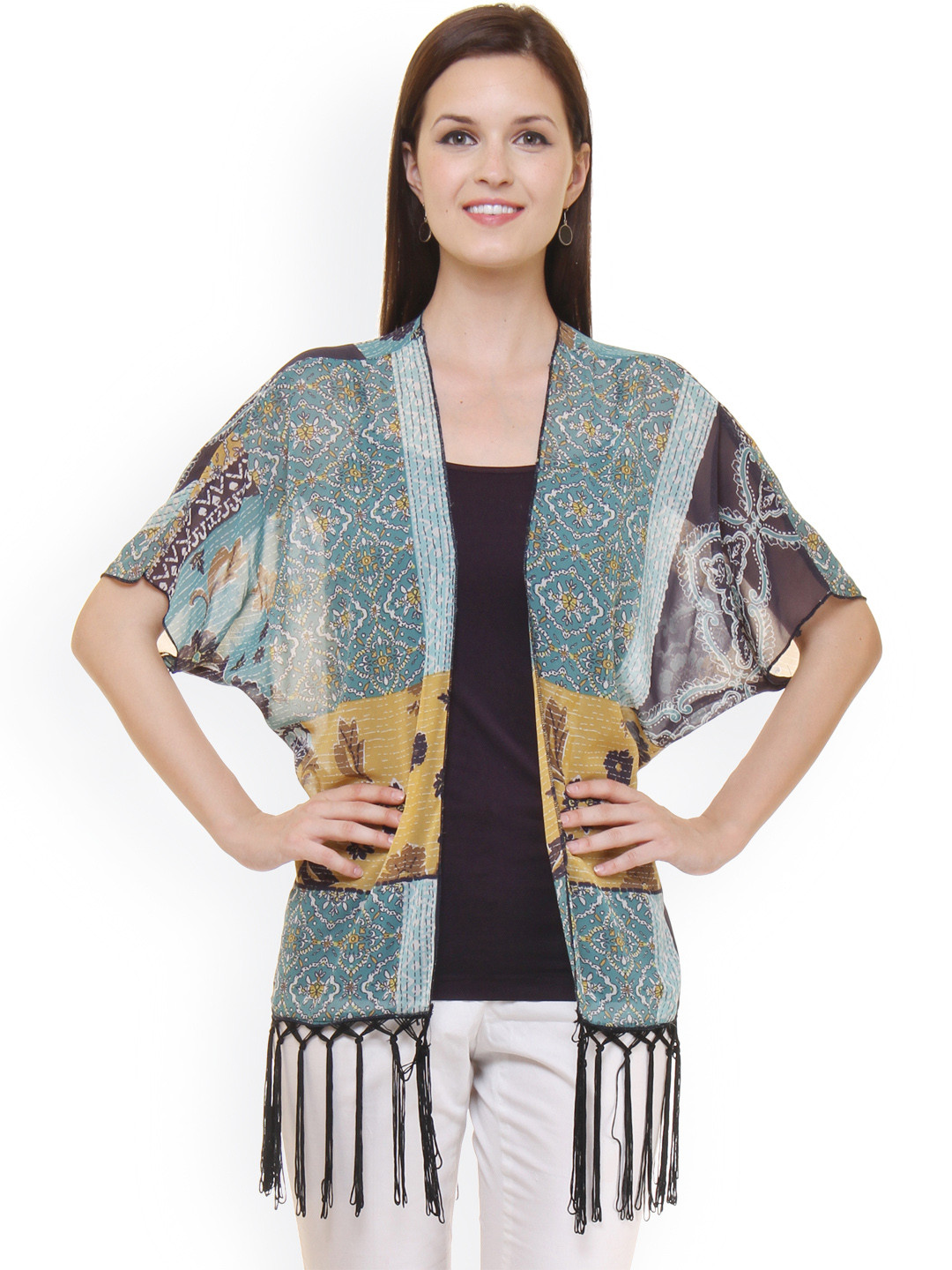 Buy Ruhaans Multicoloured Printed Shrug Shrug for Women 1603430 Myntra