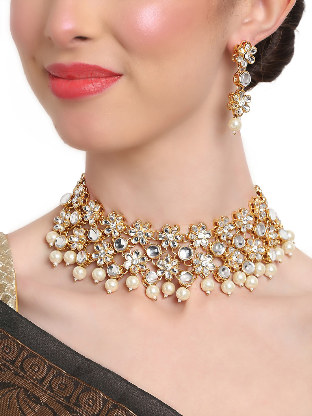 Buy Shining Diva Woman White Jewellery Set Jewellery Set for Women