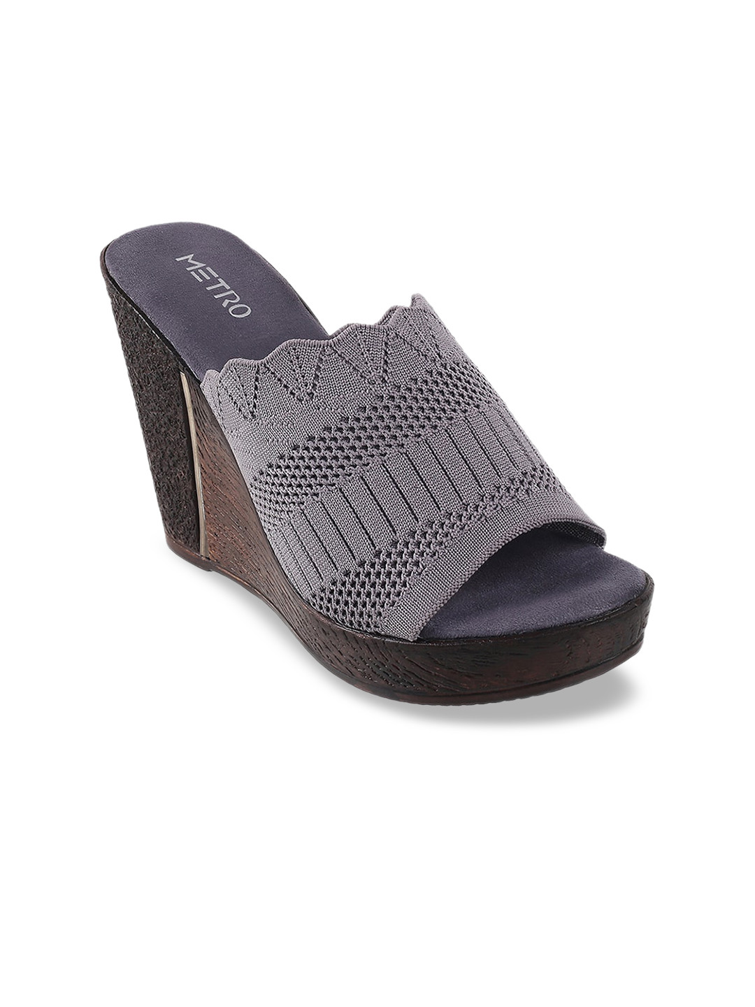Buy Metro Grey Wedge Peep Toes Heels for Women 16038736 Myntra