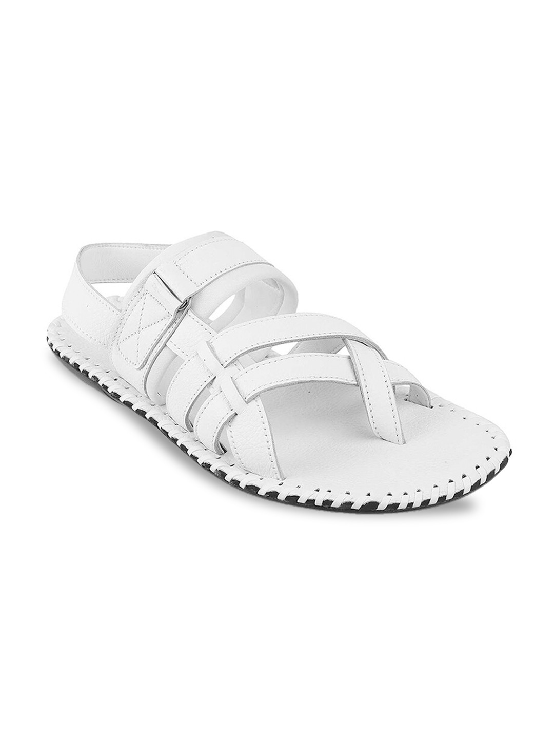 Buy Metro Men White Leather Comfort Sandals Sandals for Men 16041264