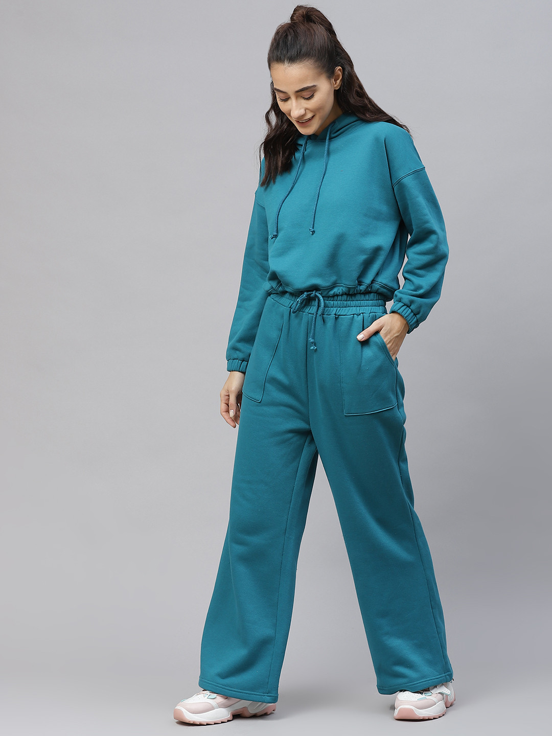 Buy Laabha Women Teal Green Solid Tracksuit Tracksuits for Women 16042886 Myntra