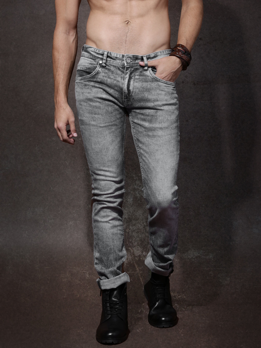 Buy Roadster Men Charcoal Skinny Fit Mid Rise Jeans Jeans for Men