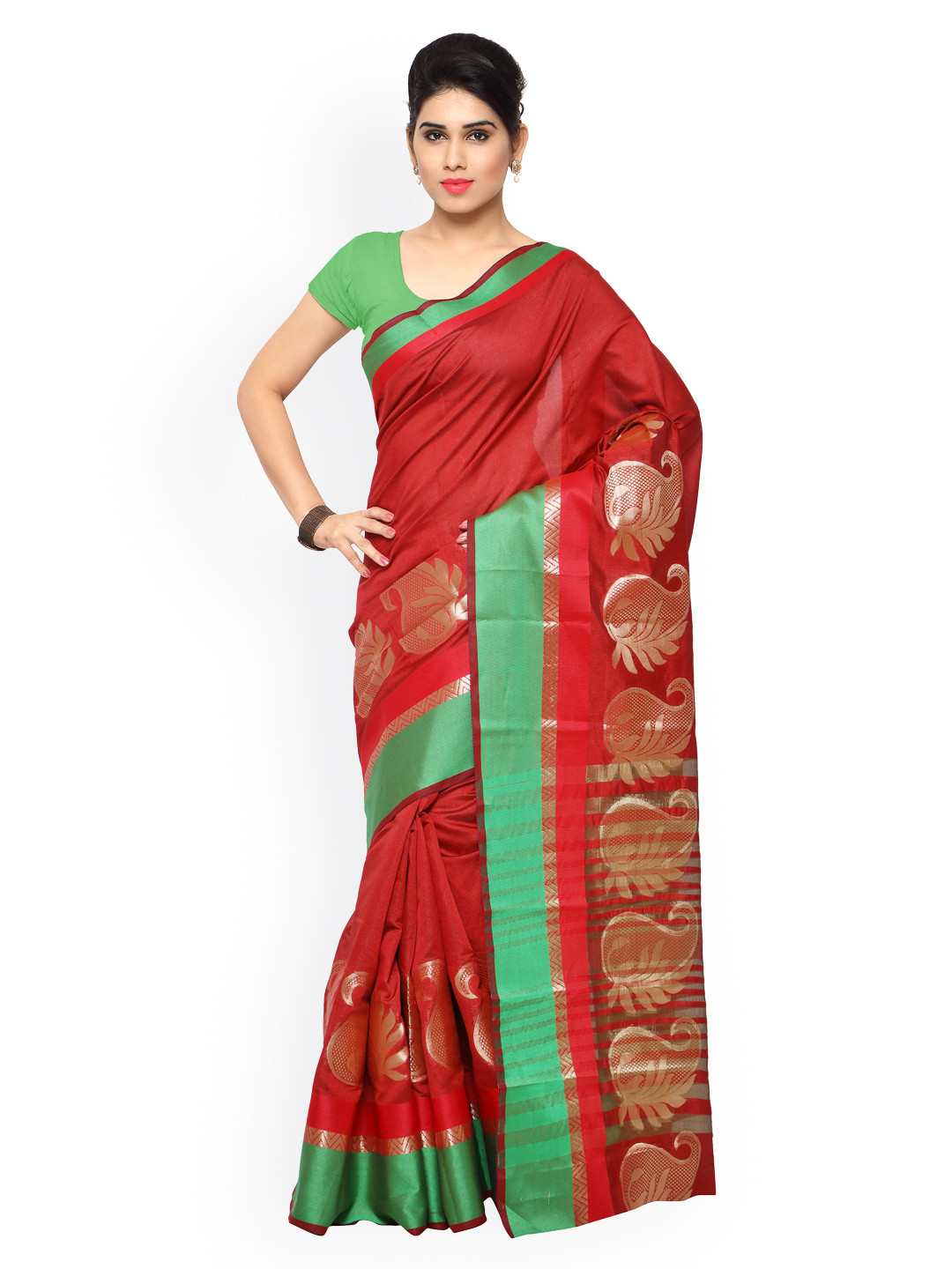 Buy Varkala Silk Sarees Red Kanjeevaram Art Silk & Jacquard Traditional