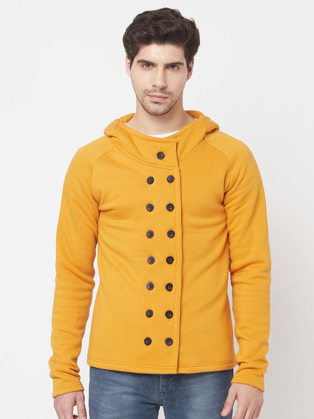 Buy ELEGANCE Men Mustard Hooded Sweatshirt Sweatshirts for Men